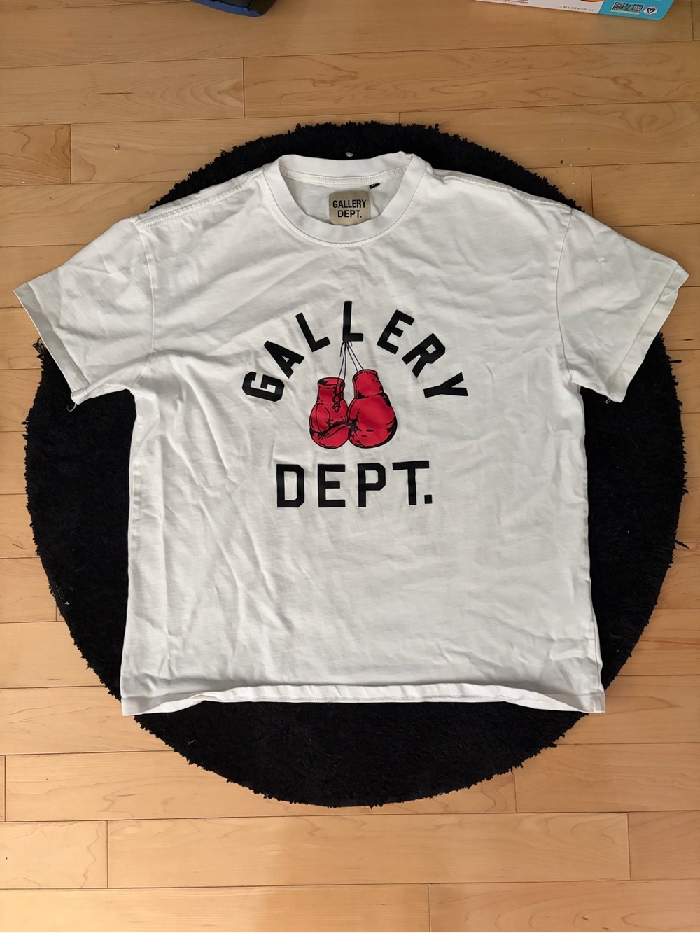 Gallery Dept White T-Shirt with Red Boxing Glove Graphic